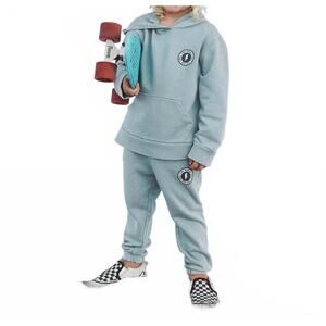 NEW TINY WHALES kid's rad power hoodie top in mineral granite